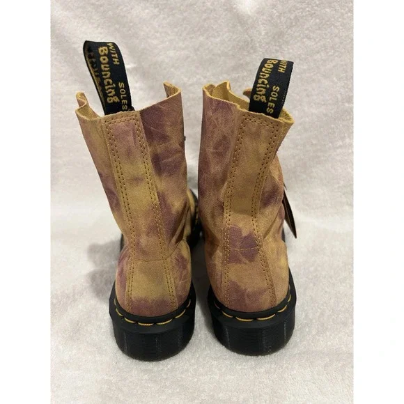Dr Martens Womens 1460 Pascal Tie Dye Leather Lace Up Boots Size 7 NEW Camo Tan - Picture 7 of 14